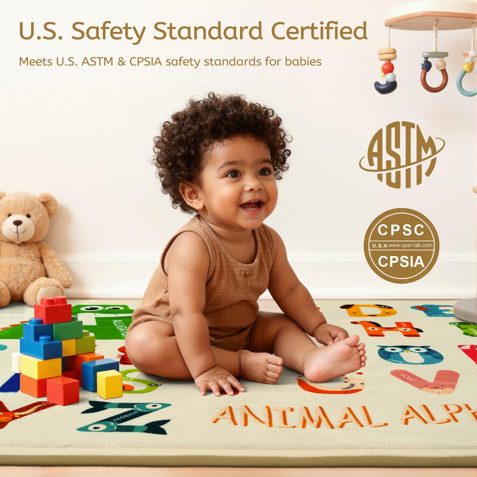 STARUIA Baby Play Mat flannel-surface-soft provides warm, skin-friendly play surface.