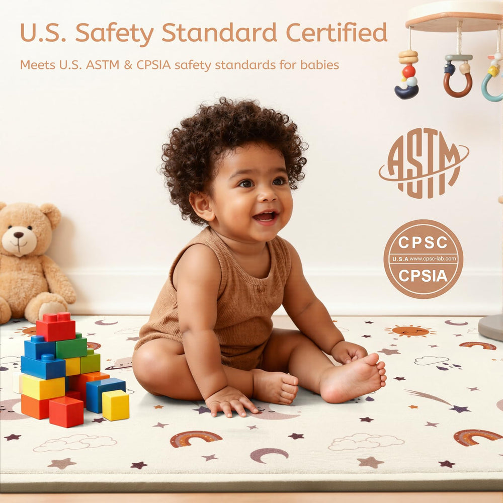 STARUIA Baby Play Mat corner closeup highlights plush memory foam cushion for soft play.