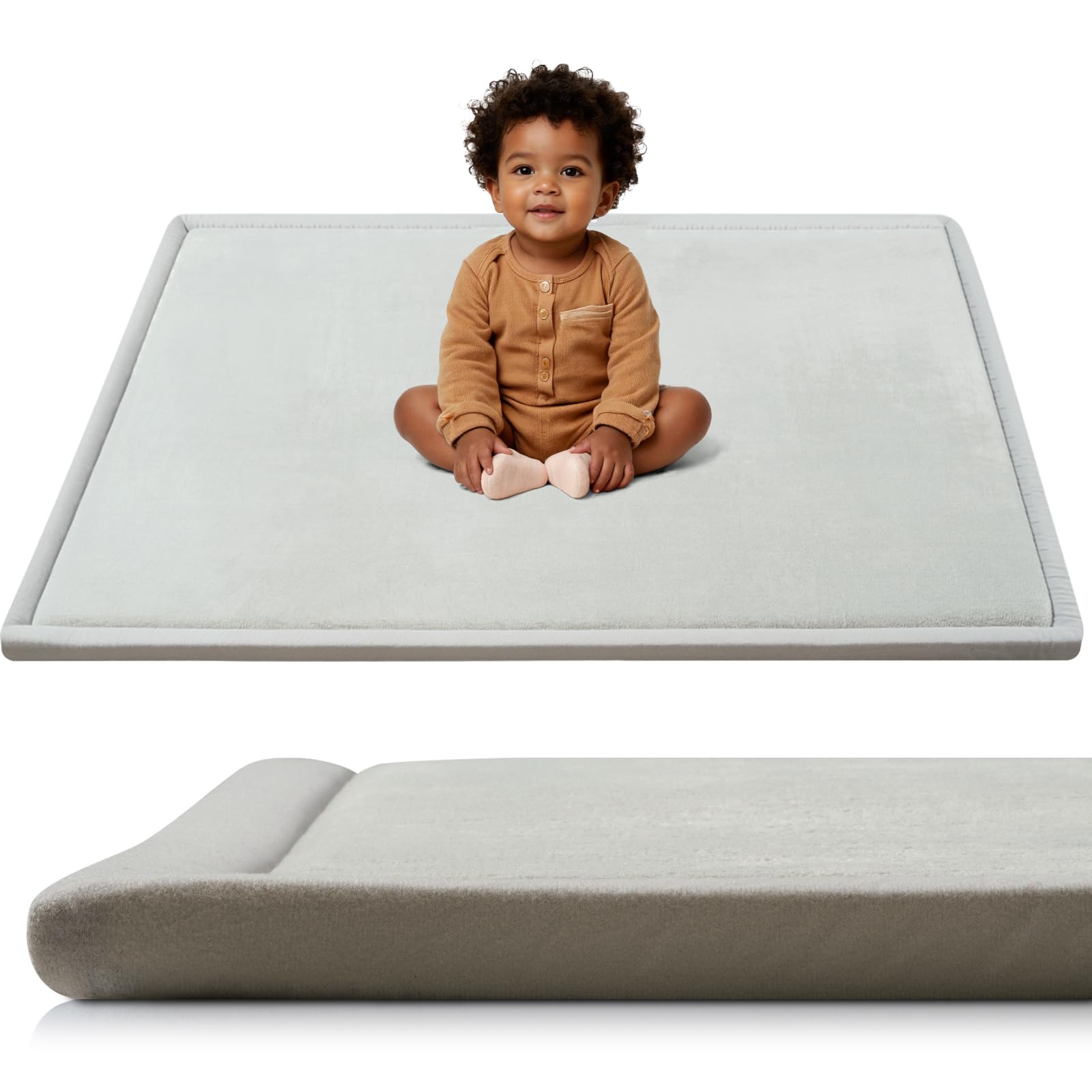 STARUIA Baby Play Mat foam closeup shows cloud-like memory foam support for tummy time