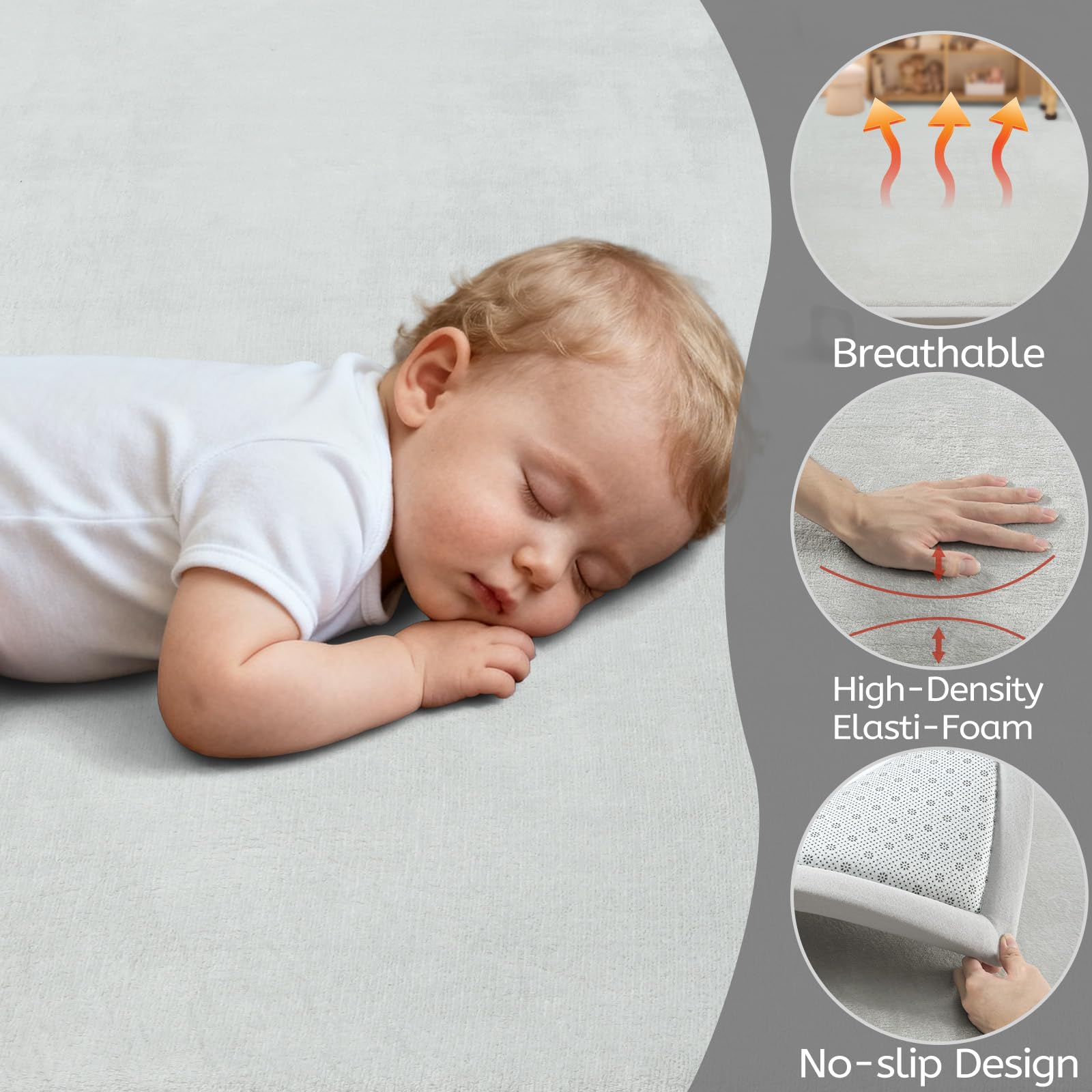 STARUIA Baby Play Mat neutral grey color complements nursery decor