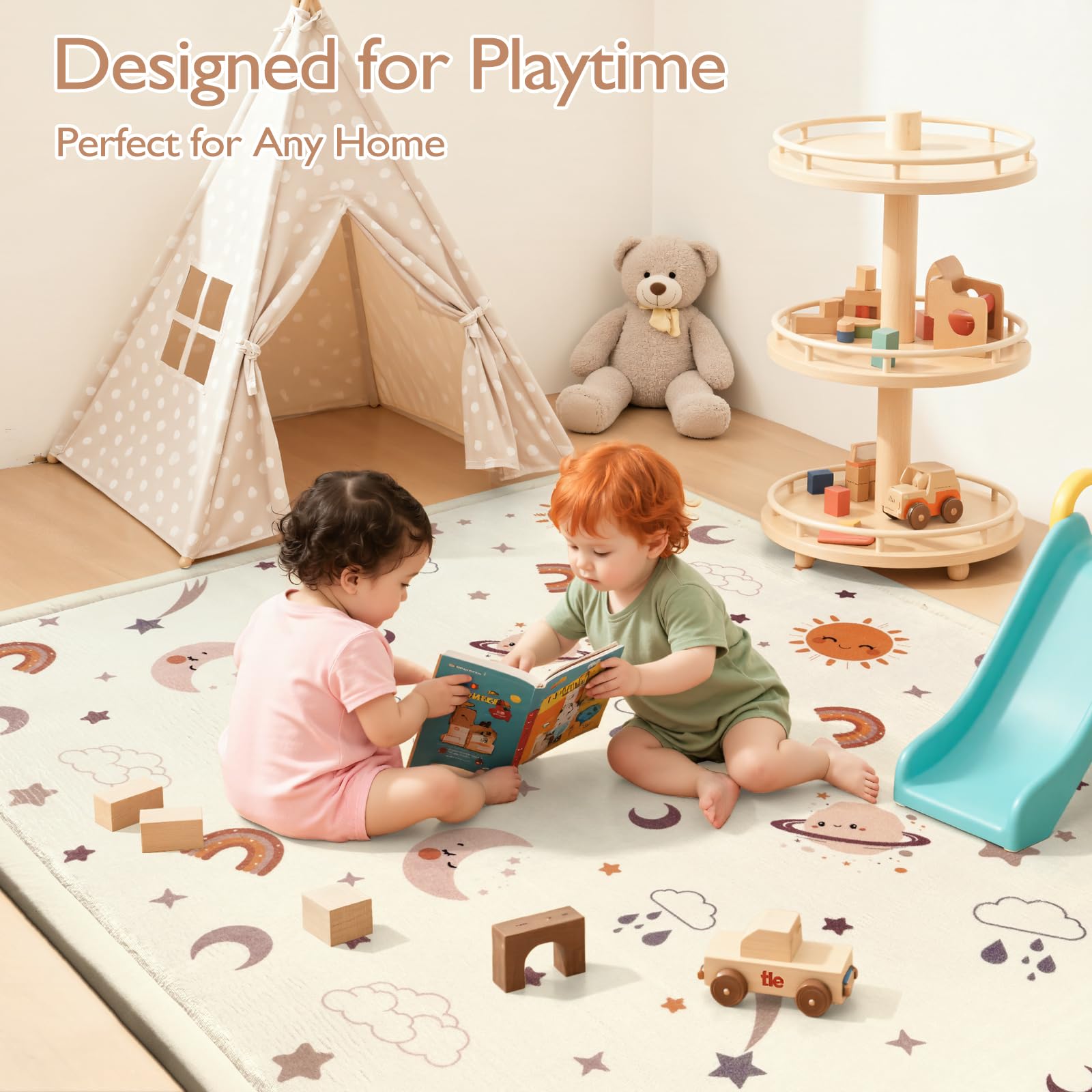 STARUIA Baby Play Mat playpen-base role provides a soft foundation for babies.