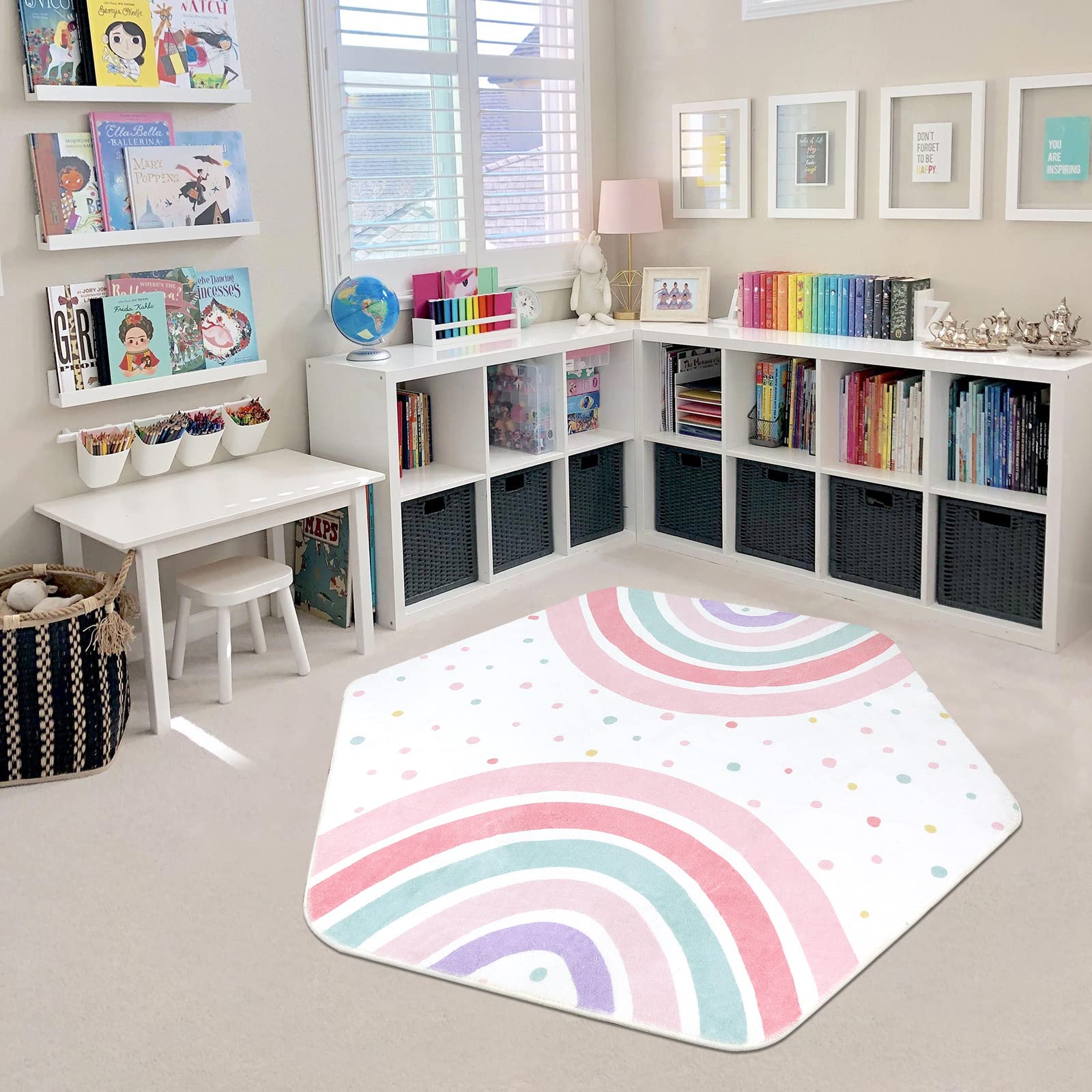 STARUIA pink rainbow rug durable, machine-washable for busy households
