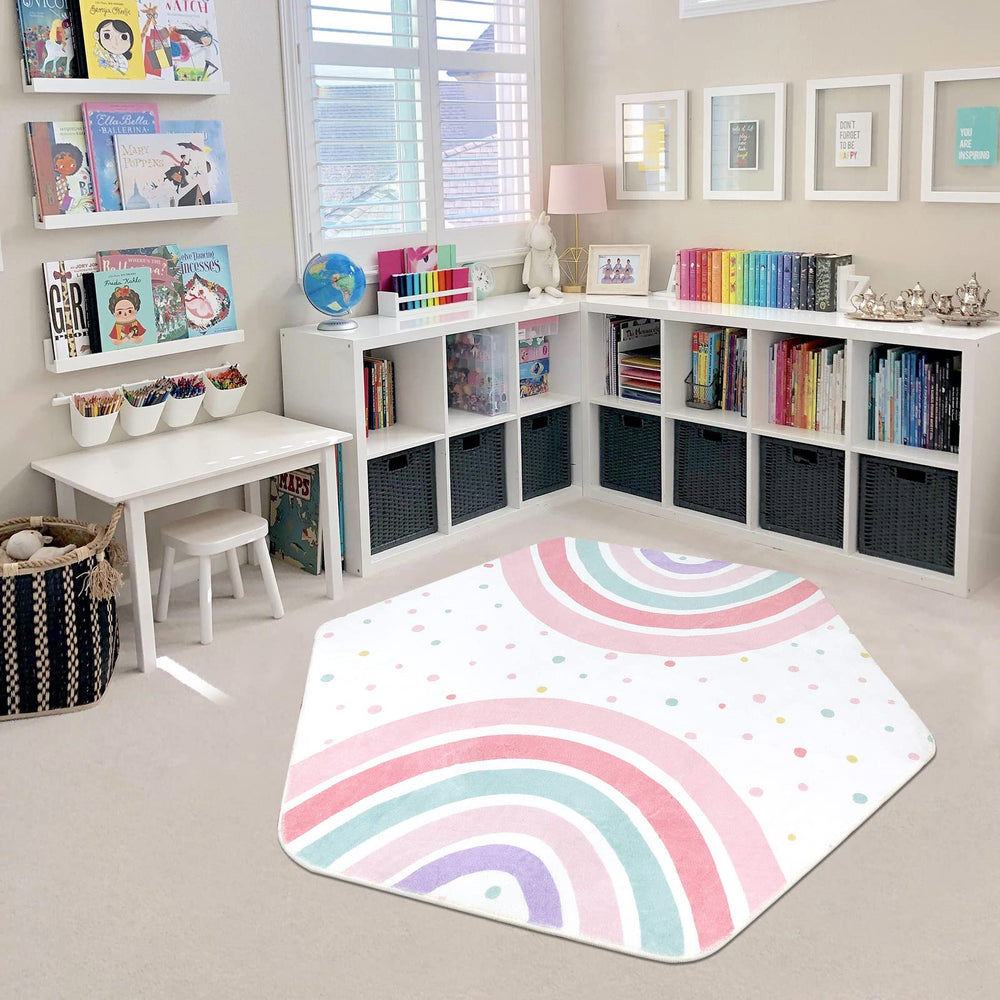 STARUIA pink rainbow rug durable, machine-washable for busy households