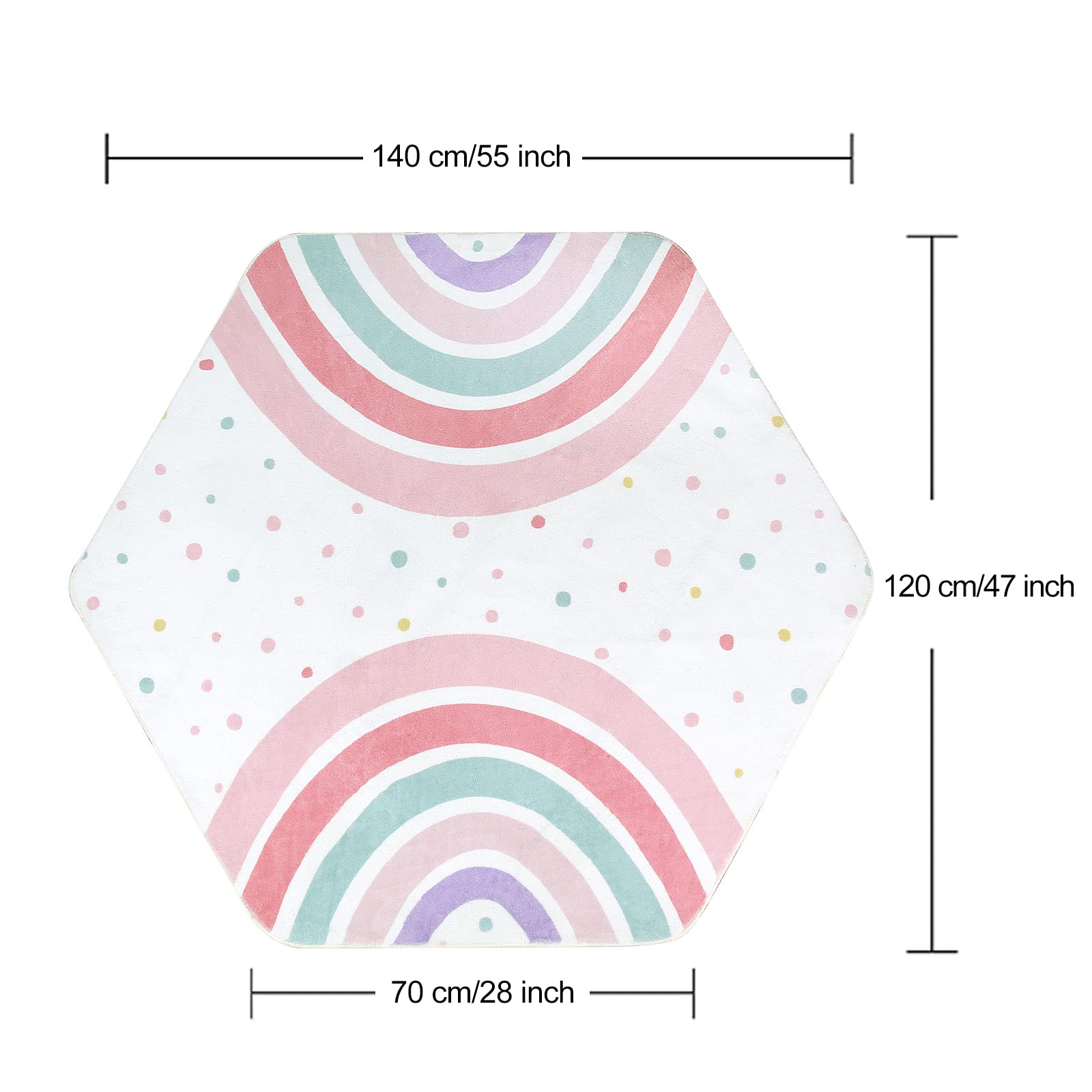 STARUIA pink rainbow rug hexagon design adds playful style to kids' spaces