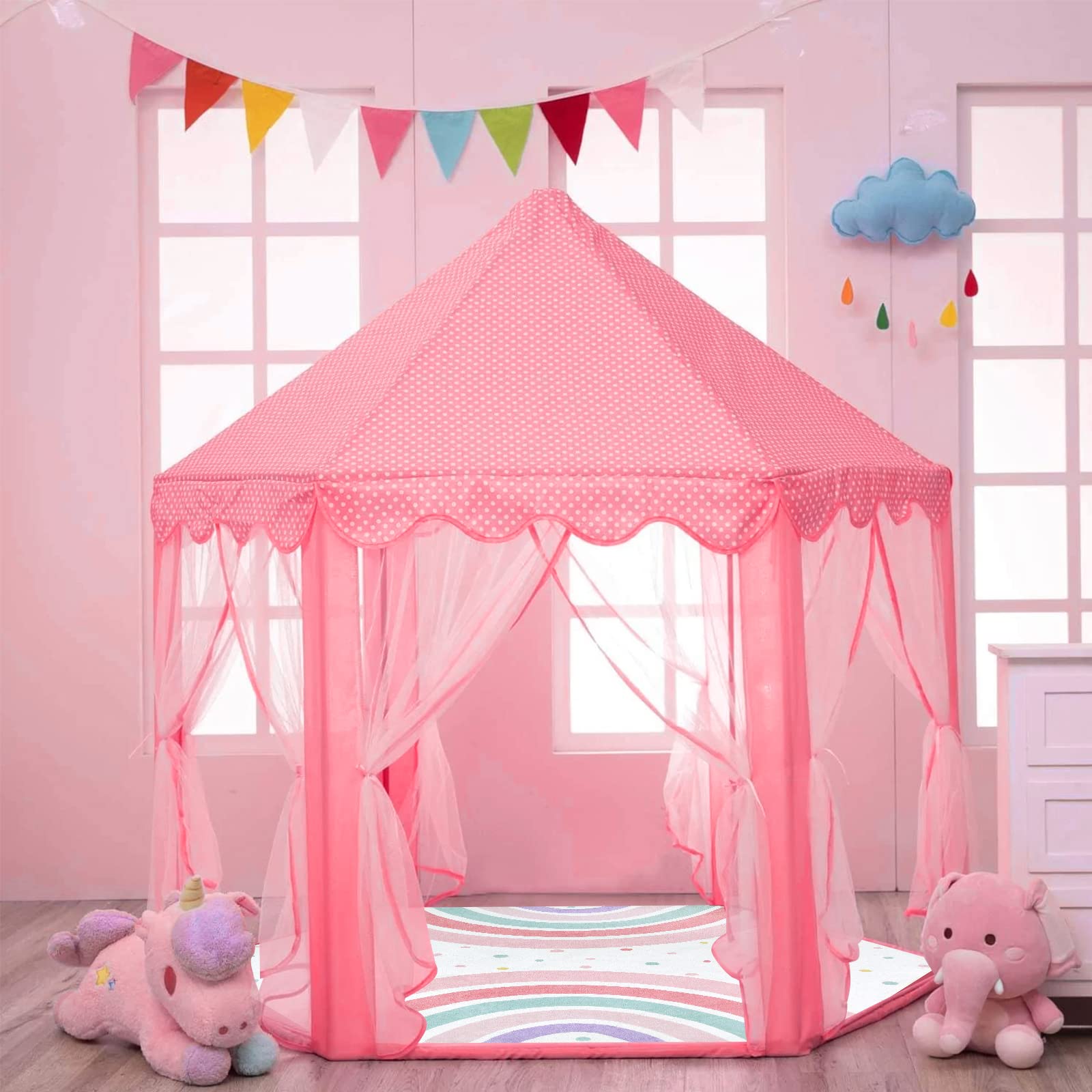 STARUIA pink rainbow rug versatile for bedroom, classroom, dorm spaces