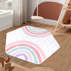 STARUIA pink rainbow rug non-slip backing enhances stability on wood floors