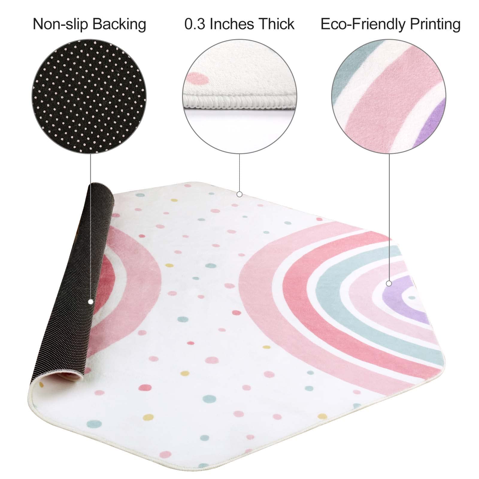STARUIA pink rainbow rug washable design makes messes easy to manage