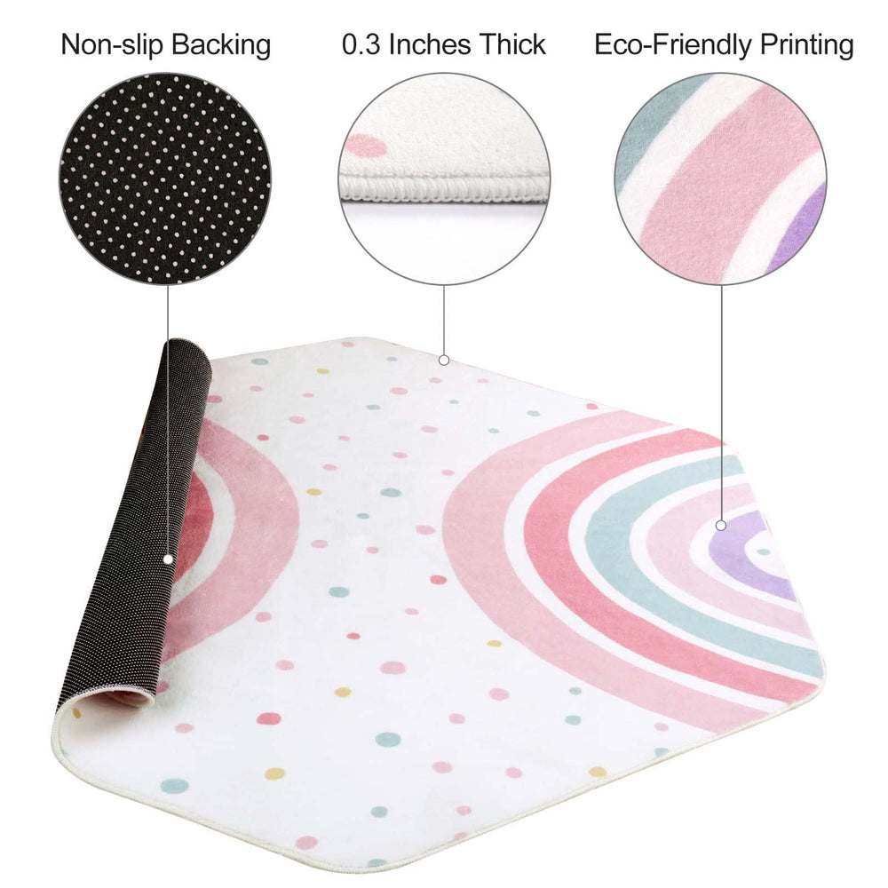 STARUIA pink rainbow rug washable design makes messes easy to manage