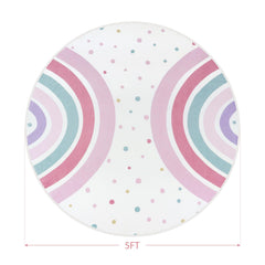 STARUIA Pink Round Rug polka-dots detail adds tactile fun for tiny learners.
