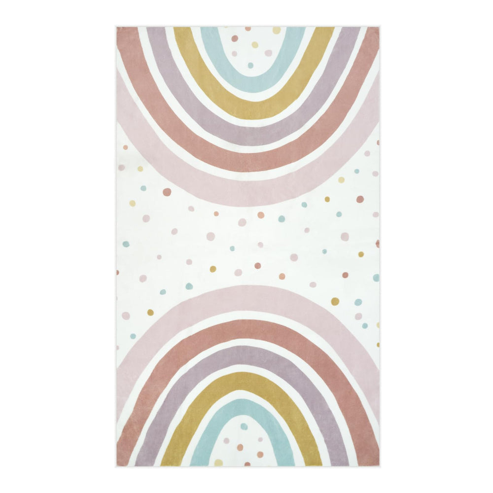 STARUIA rainbow rug during family playdates adds color and comfort.