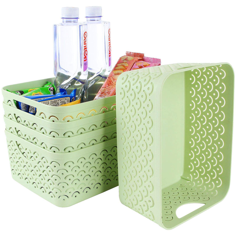 STARVAST 5 pack storage baskets with fish scale pattern for organized shelves