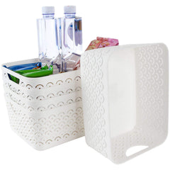 STARVAST 5-pack storage baskets front view with handles for organized kitchen and bath