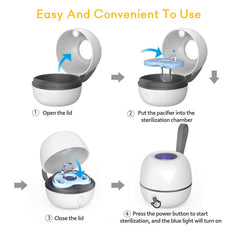 StarWin pacifier sanitizer case compact dimensions fit easily in bags and diaper totes