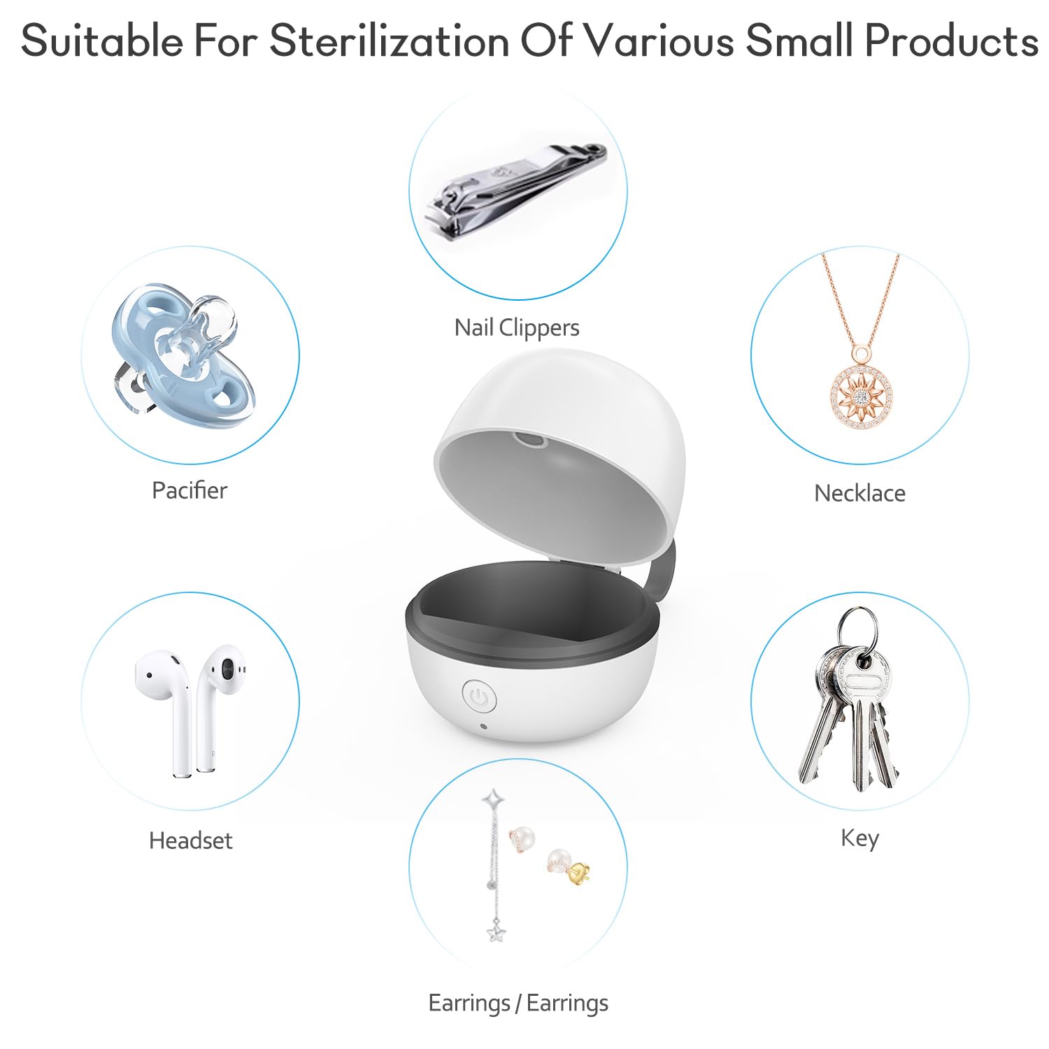 StarWin pacifier sanitizer case includes USB-C cable for easy charging