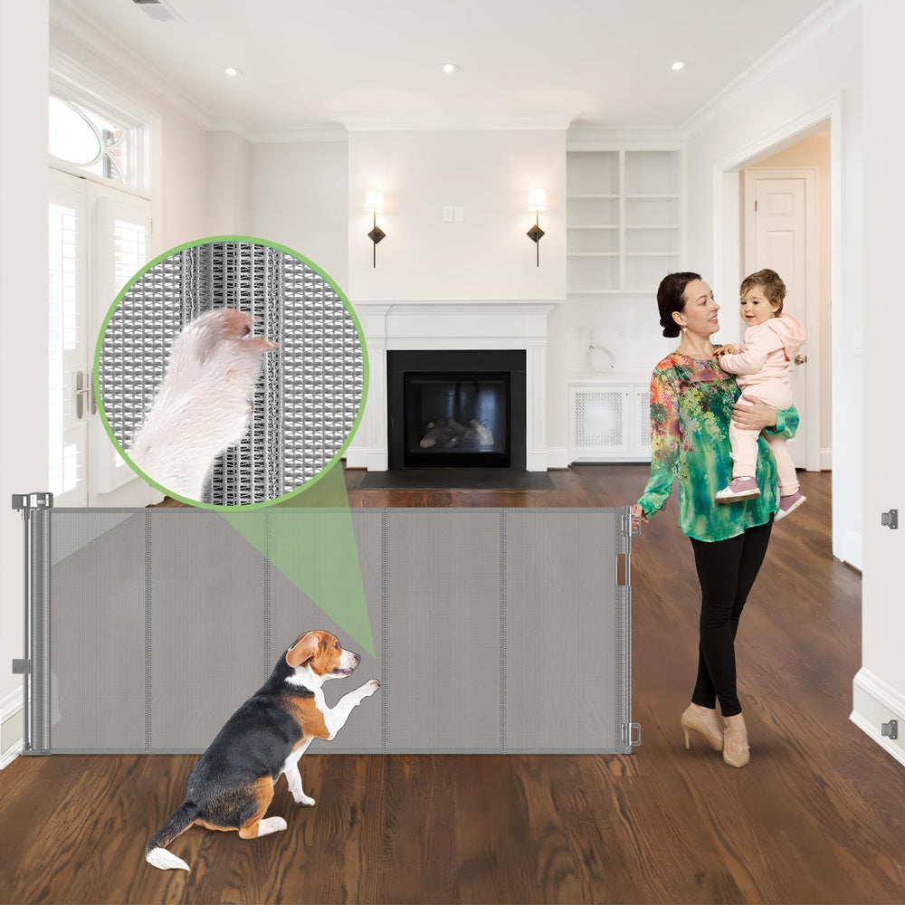 Stcockis 96-inch wide gate extended across doorway for safe pets and crawl-free play