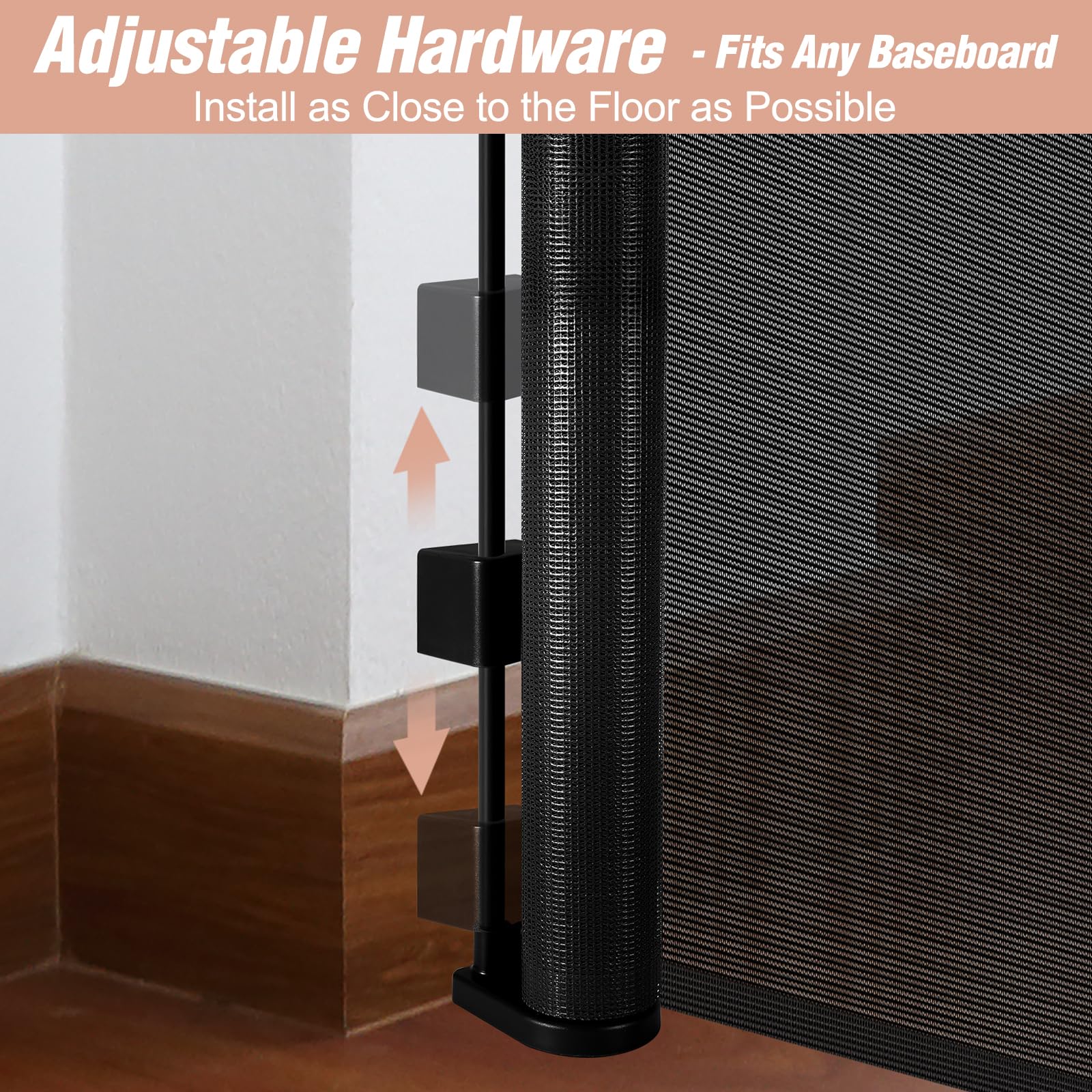 Stcockis adjustable baseboard fit for varied floor profiles.