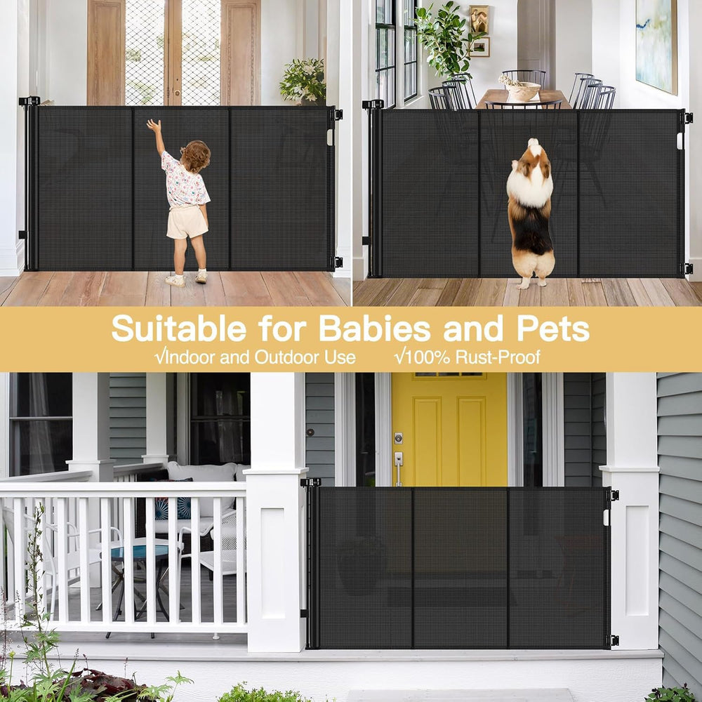 Stcockis indoor-outdoor-use-gate illustrates weatherproof design for porches and decks.
