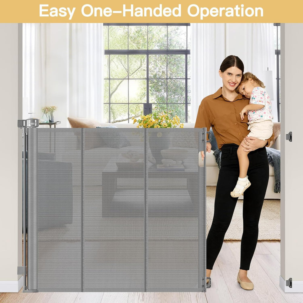 Stcockis one handed operation gate with safety lock for easy use