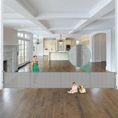 Stcockis reinforced-195-inch baby gate assembly provides sturdy setup for wide doorways and pet safety.