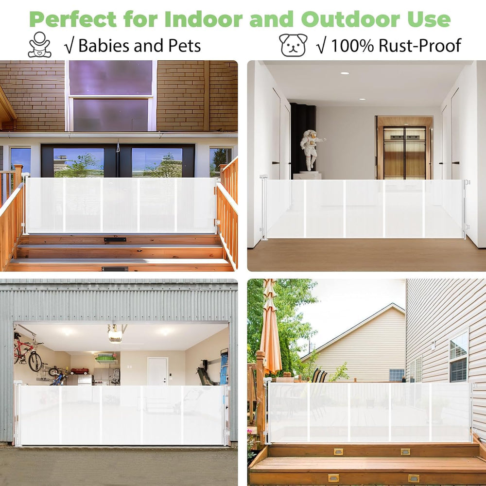 Stcockis reinforced 96-wide gate indoor-outdoor use shows versatile placement.