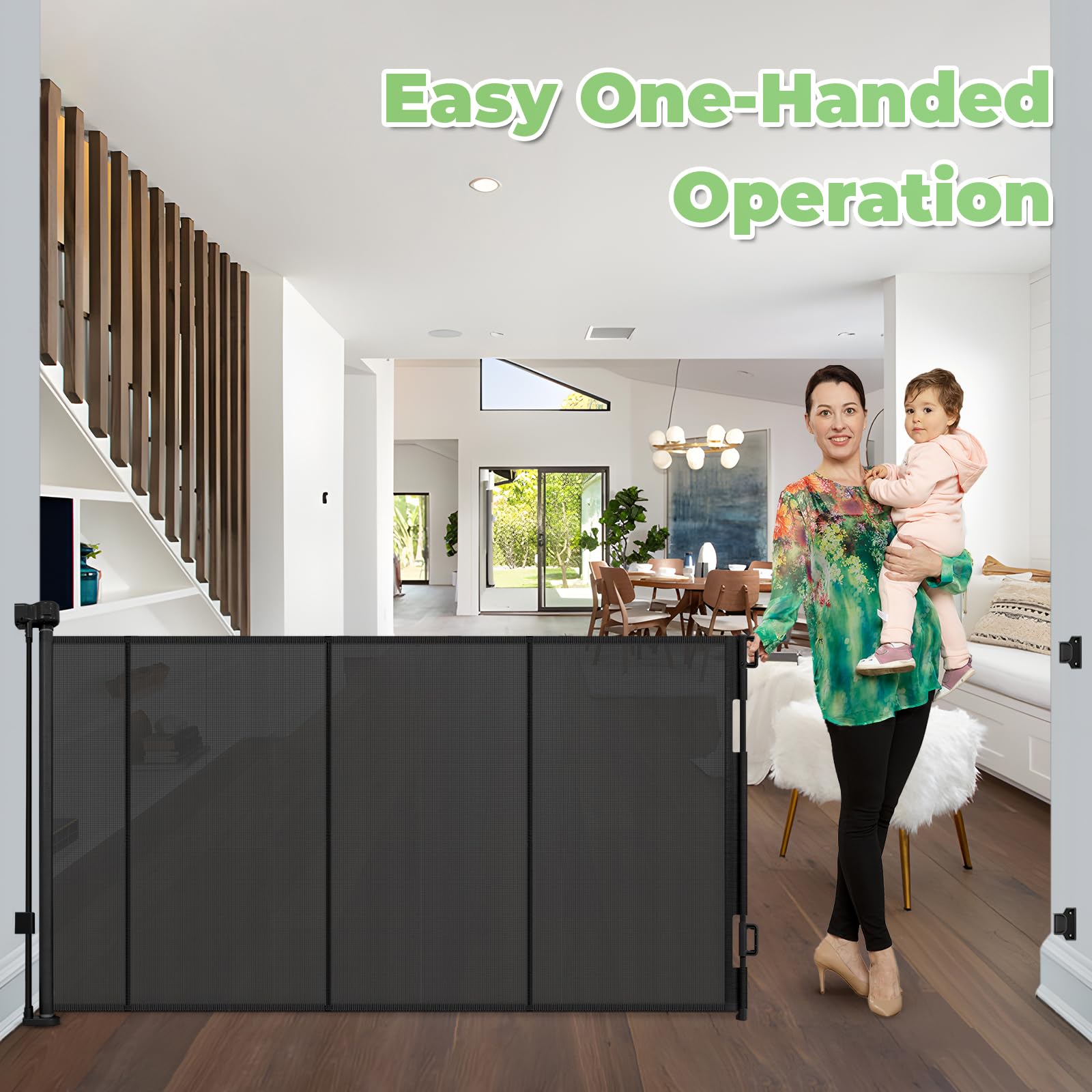 Stcockis space-saving design retracts fully for clutter-free rooms