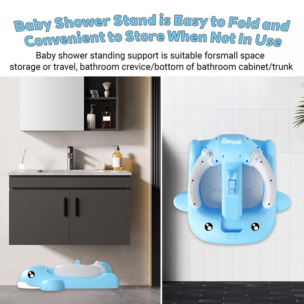 SteelSuperb shower-head holder frees hands for washing and play during baths.