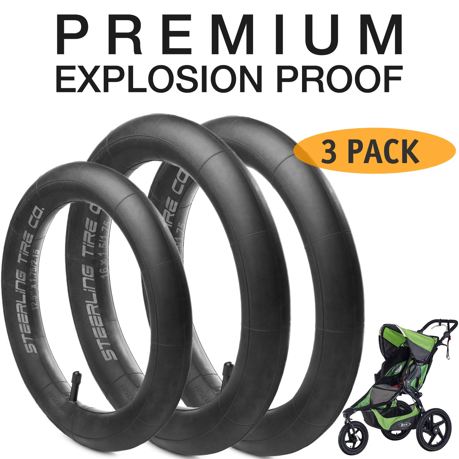 Steerling Tire Co compatibility label, fits many stroller brands.