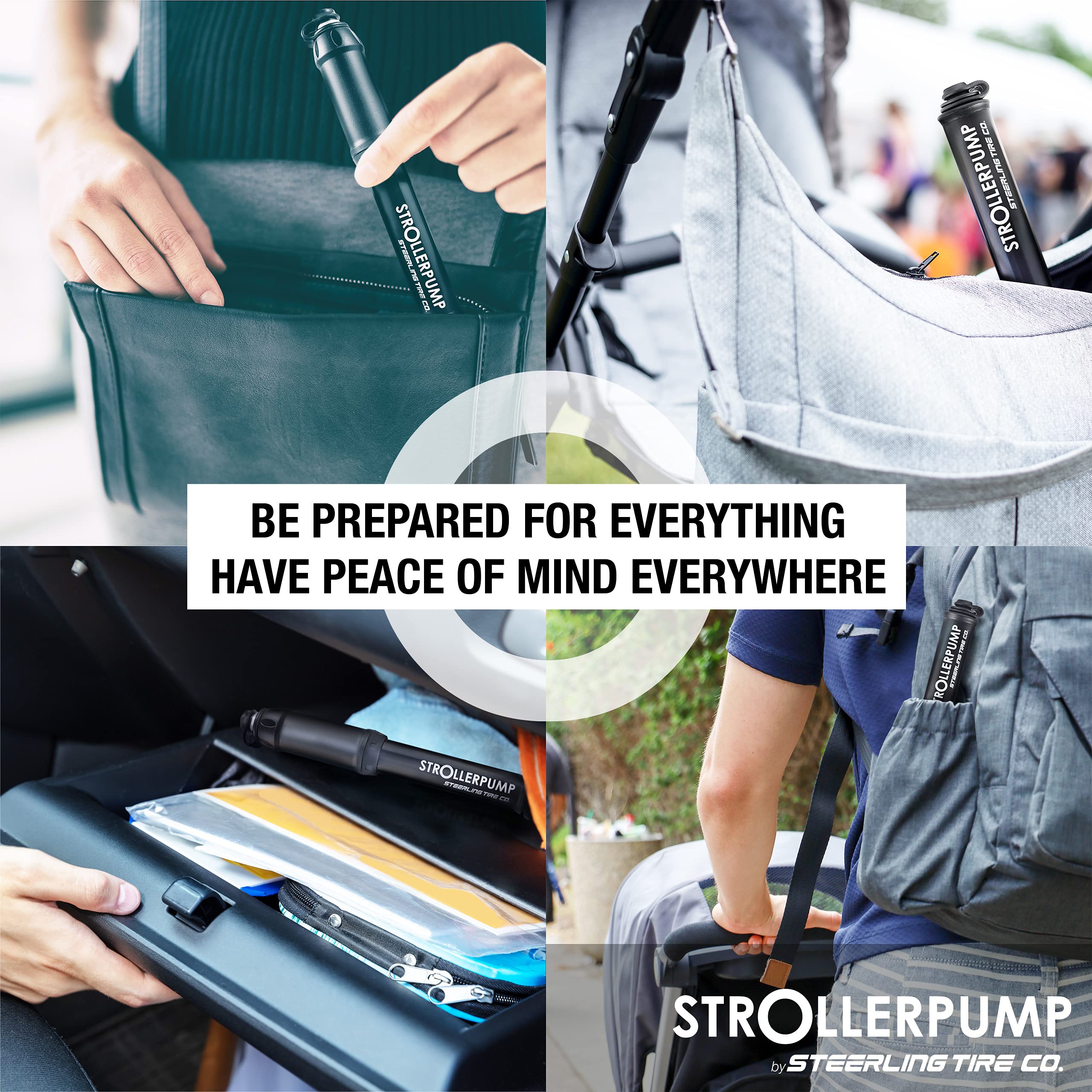 Steerling StrollerPump Bob compatibility supports simple stroller tire inflation.