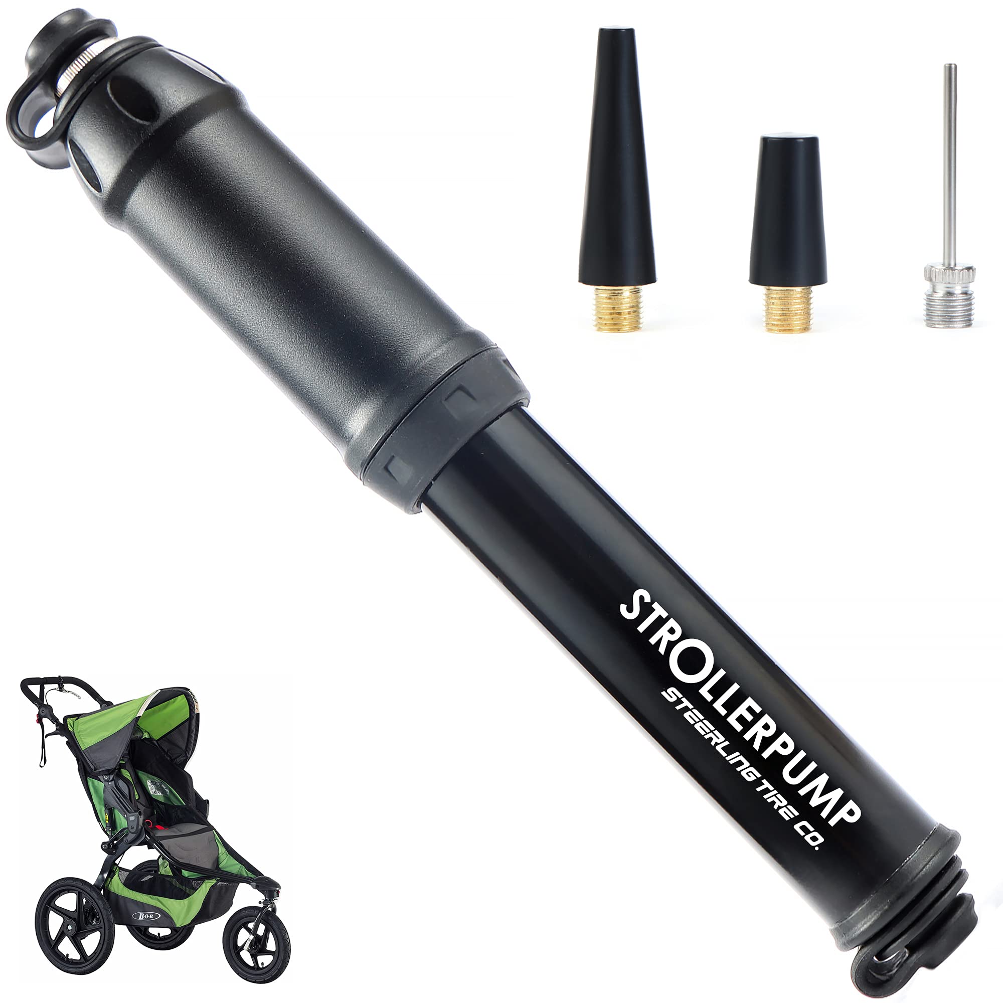 Steerling StrollerPump compact storage fits in bags for travel.