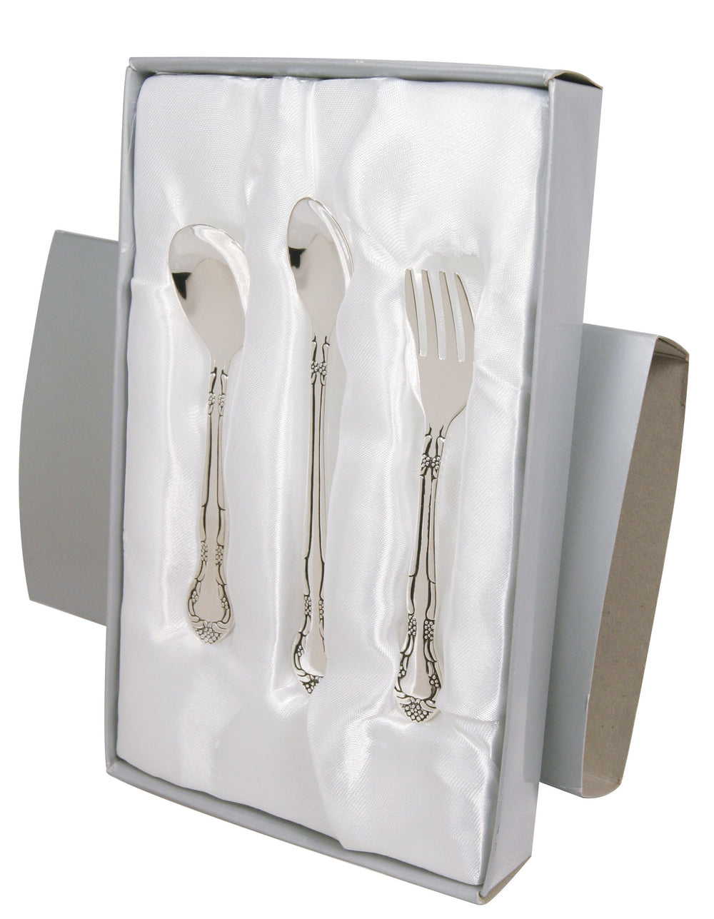Stephan Baby silver-plated spoons close-up emphasizes non-tarnish finish for easy care.