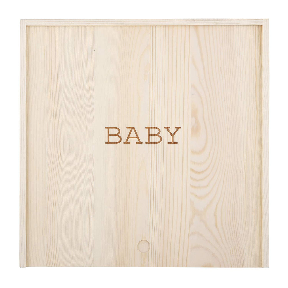 Stephan Baby keepsake box lid detail with printed baby for a modern heirloom touch