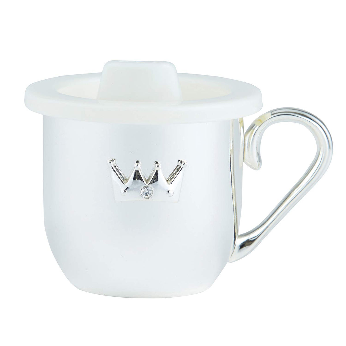 Stephan Baby silver-plated keepsake sippy cup with crown detail for heirloom gifting.