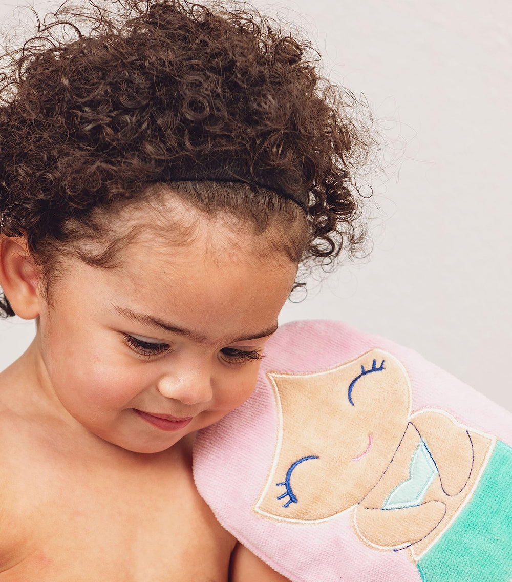 Stephen Joseph mermaid bath mitt pairs well with hooded towels for themed baths
