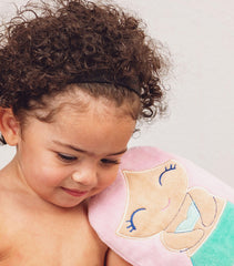 Stephen Joseph mermaid bath mitt pairs well with hooded towels for themed baths