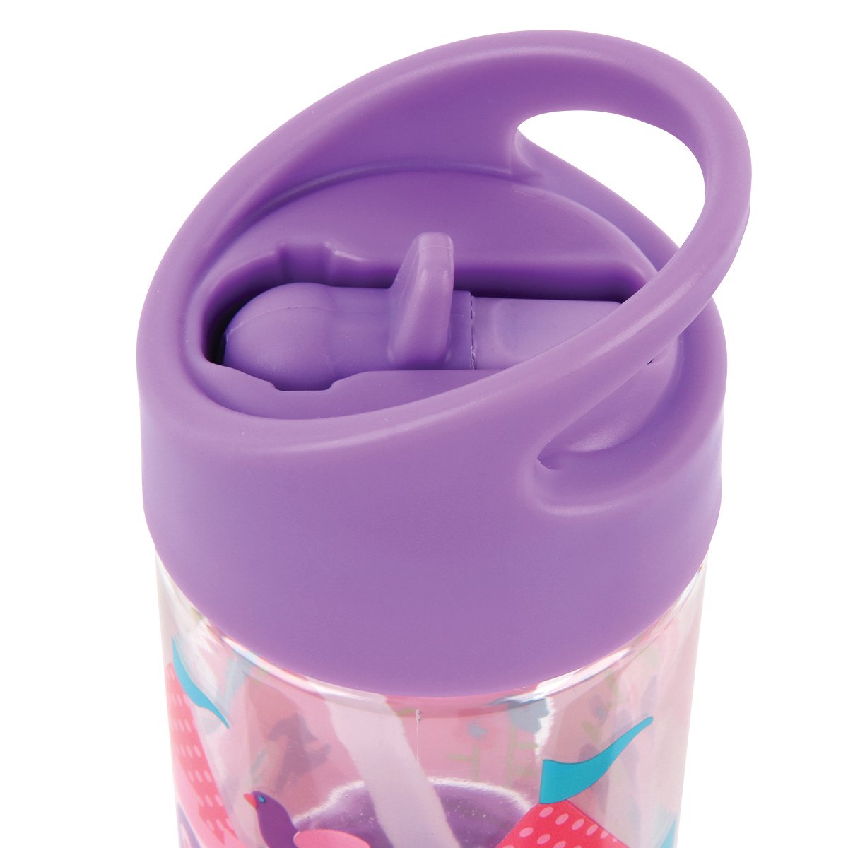 Stephen Joseph Princess bottle in cupholder fits small hands during travel.