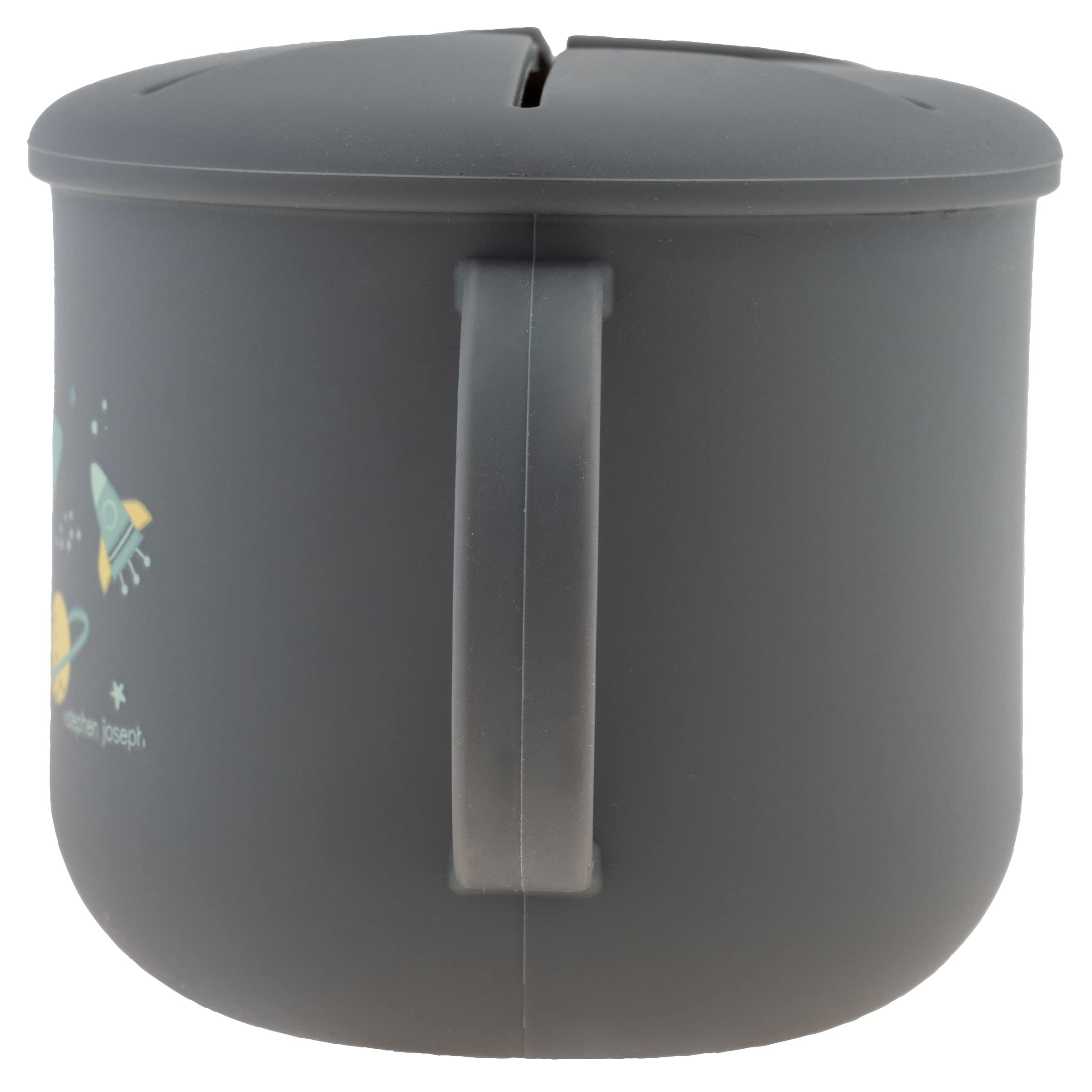 Stephen Joseph silicone snack cup easy-clean design simplifies cleanup after meals.