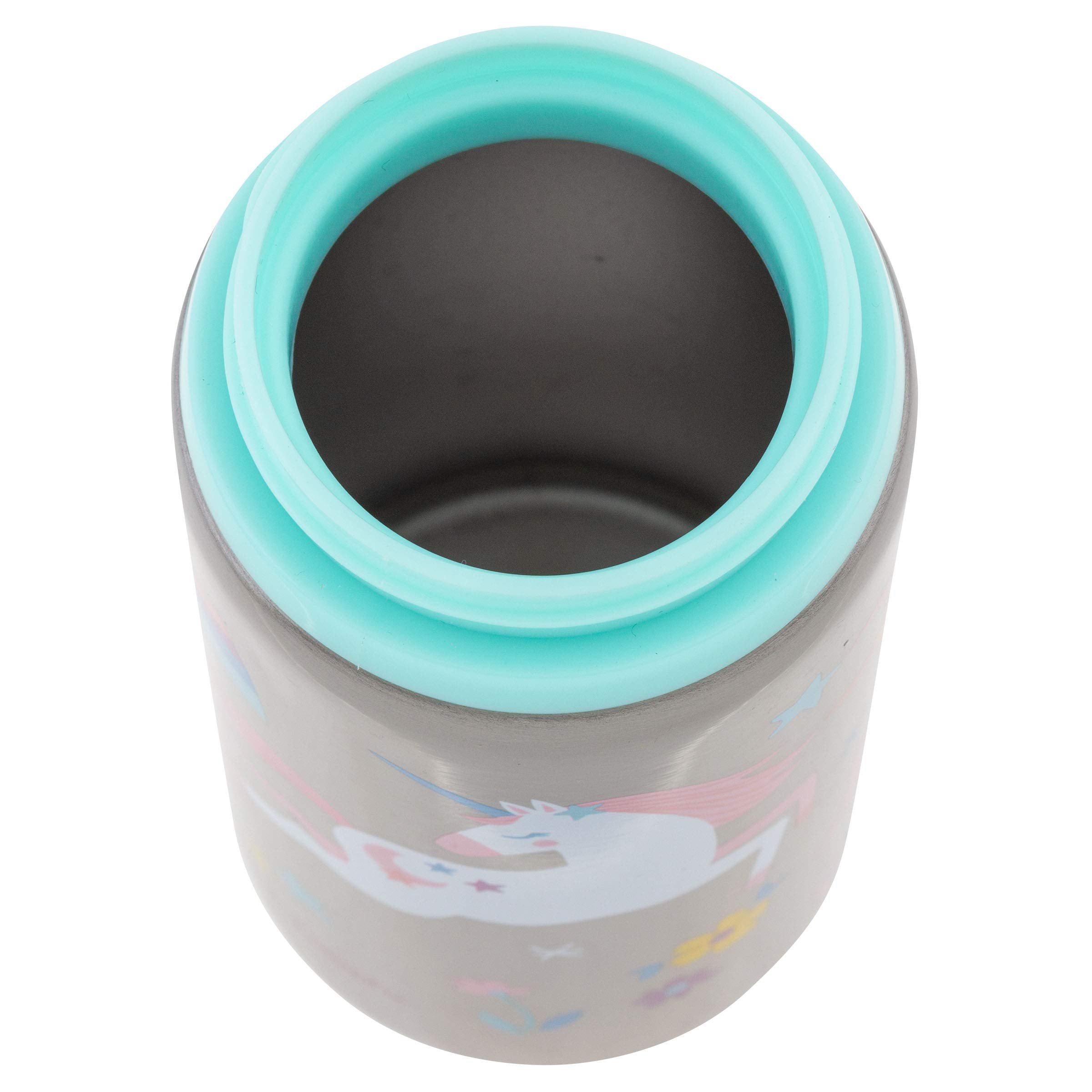 Stephen Joseph unicorn bottle side view; durable steel for daily use.