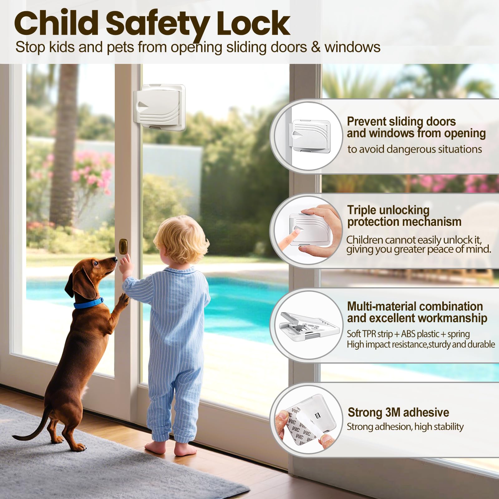 STERGDE child-safety feature addresses curious youngsters and pets without heavy installation.