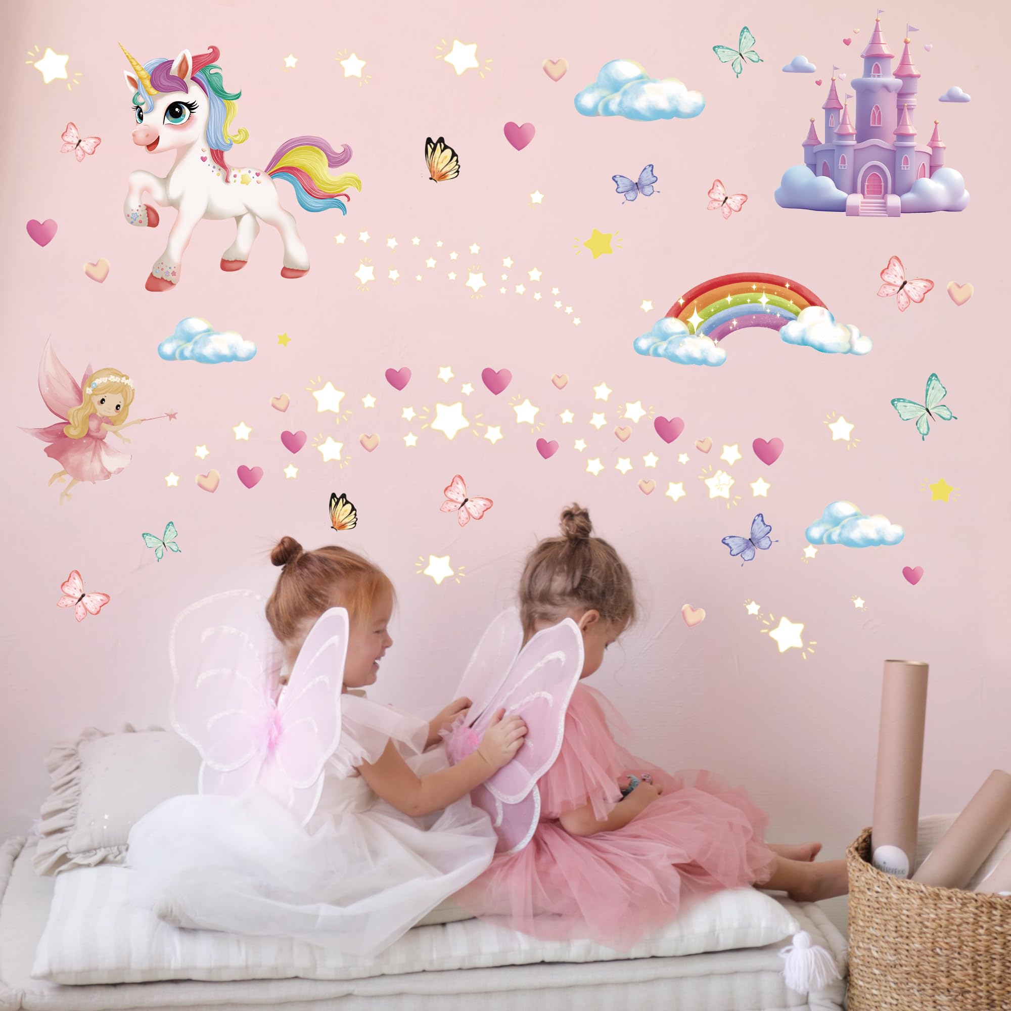 Sticeard butterflies castles decal brings whimsical charm to bedrooms.