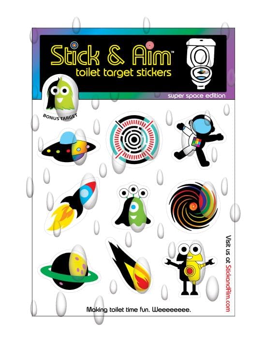 Stick & Aim color-change sticker close-up shows vivid space graphics and color shift.