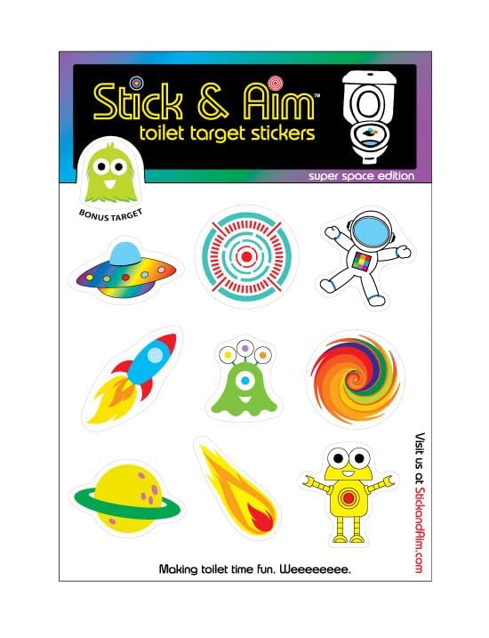 Stick & Aim space edition wall art depicts training-friendly visual cue for kids.