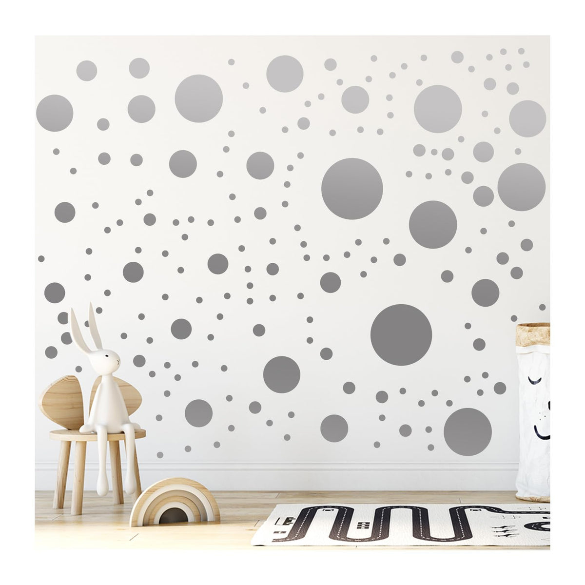 StickerDeen polka dot circle wall stickers pack adds playful decor to walls.