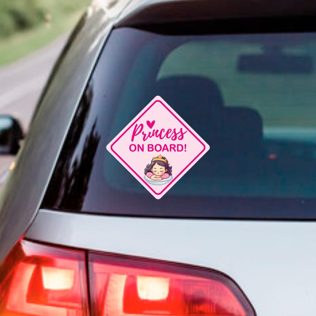 STIXORAMA Baby on Board Princess decal on windshield avoids magnets and paint damage