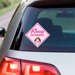 STIXORAMA Baby on Board Princess decal on windshield avoids magnets and paint damage