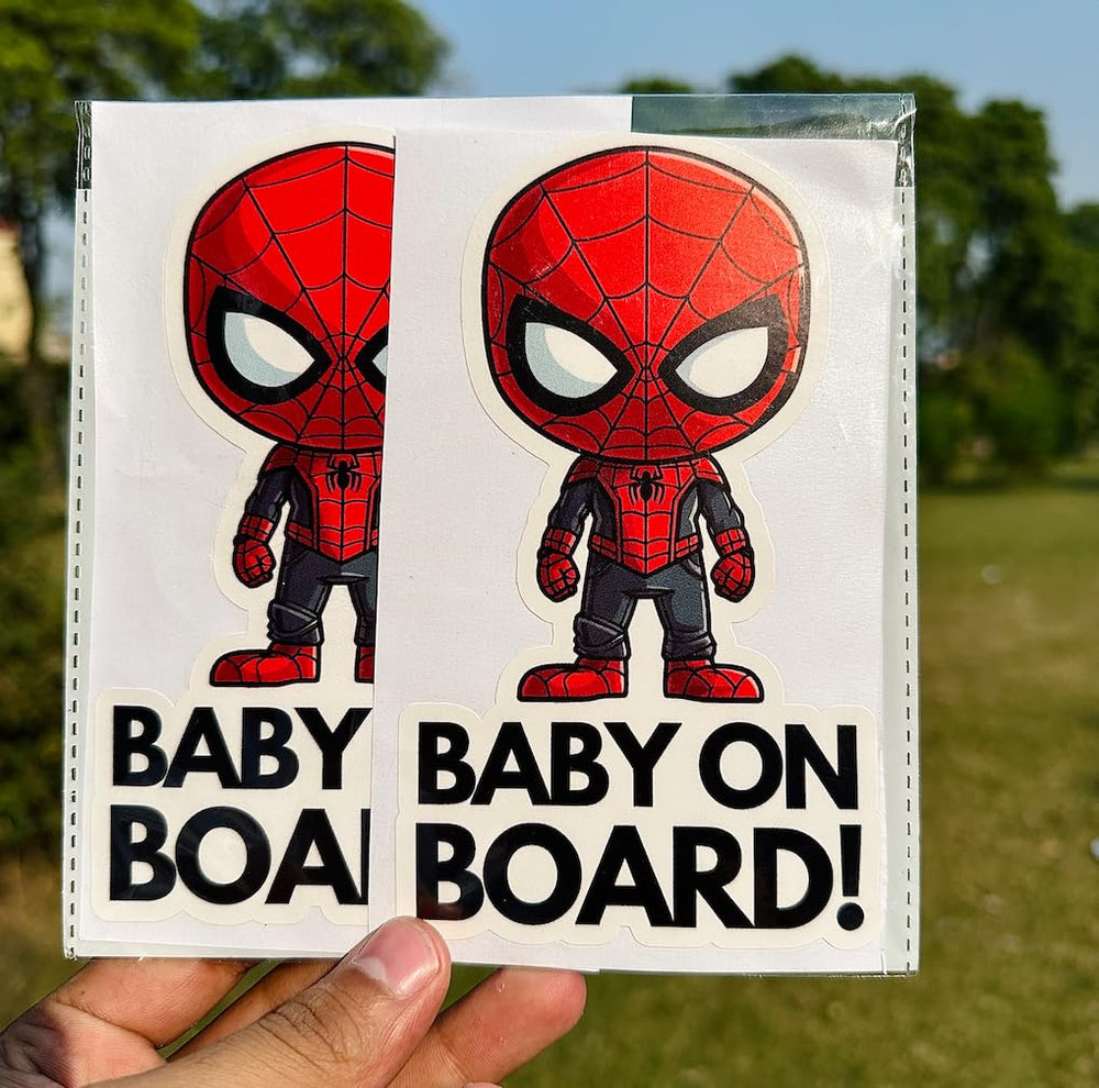 STIXORAMA spiderman-baby-on-board sticker on bumper helps alert drivers