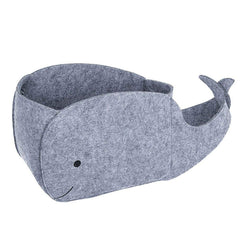 STOBOK whale-shaped felt storage bin with cozy texture for toy organization