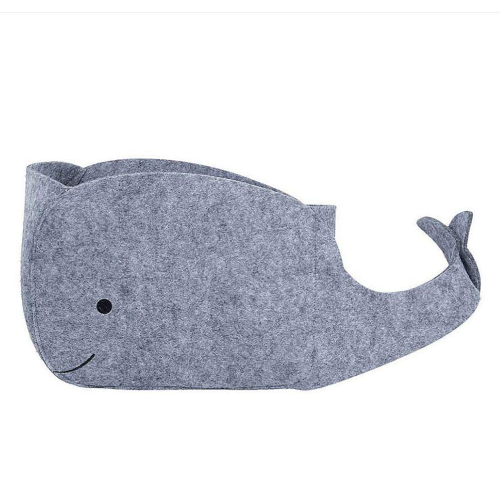 STOBOK whale-shaped felt storage bin folded flat for space-saving storage