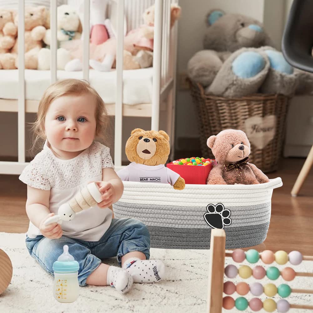 STOBS K dog toy storage basket with handle for quick cleanups.