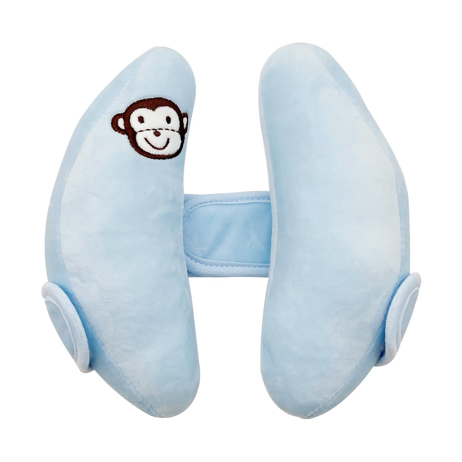 StoHua blue adjustable baby head neck pillow in car seat providing gentle head support