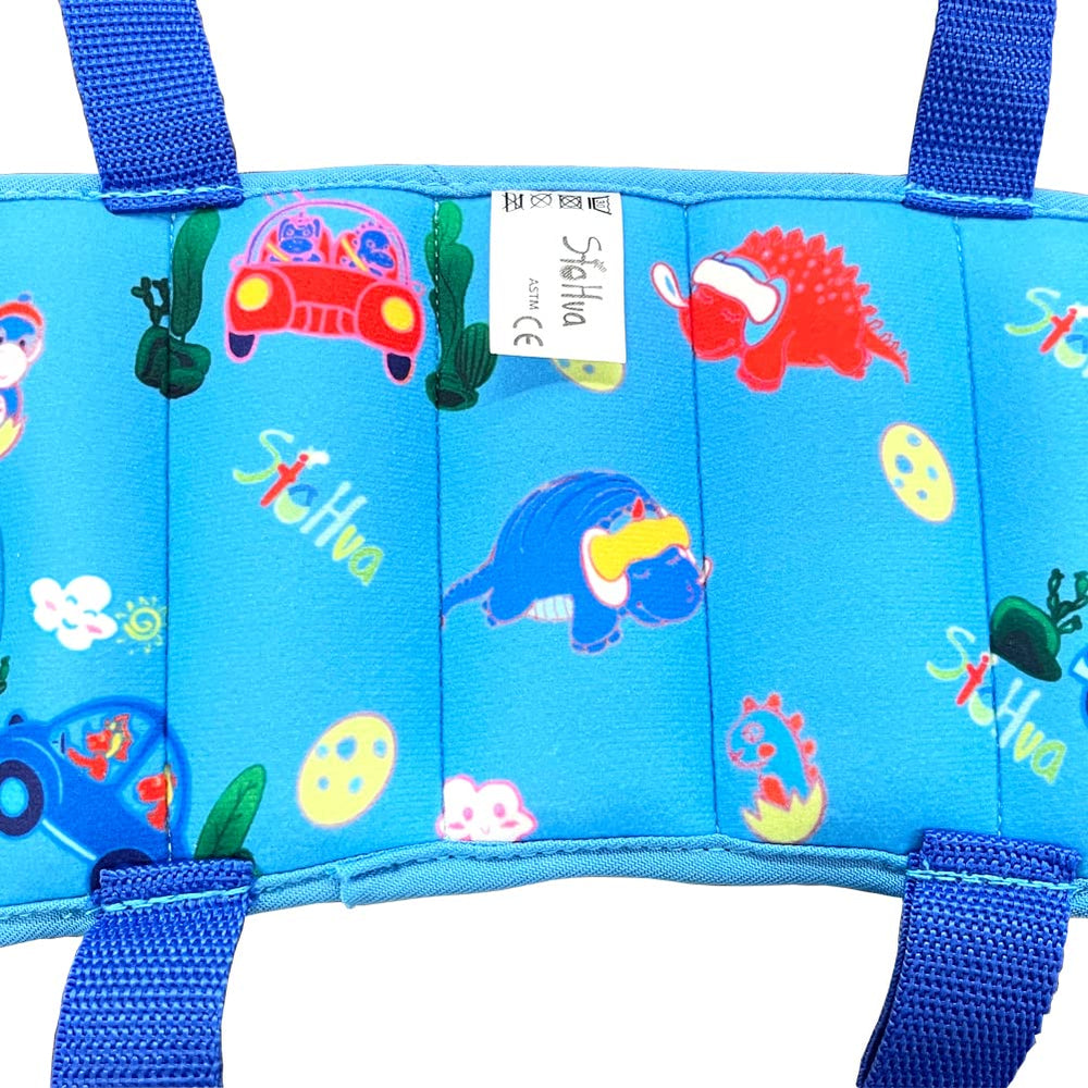 StoHua blue dinosaur neck support helps restful travel naps.